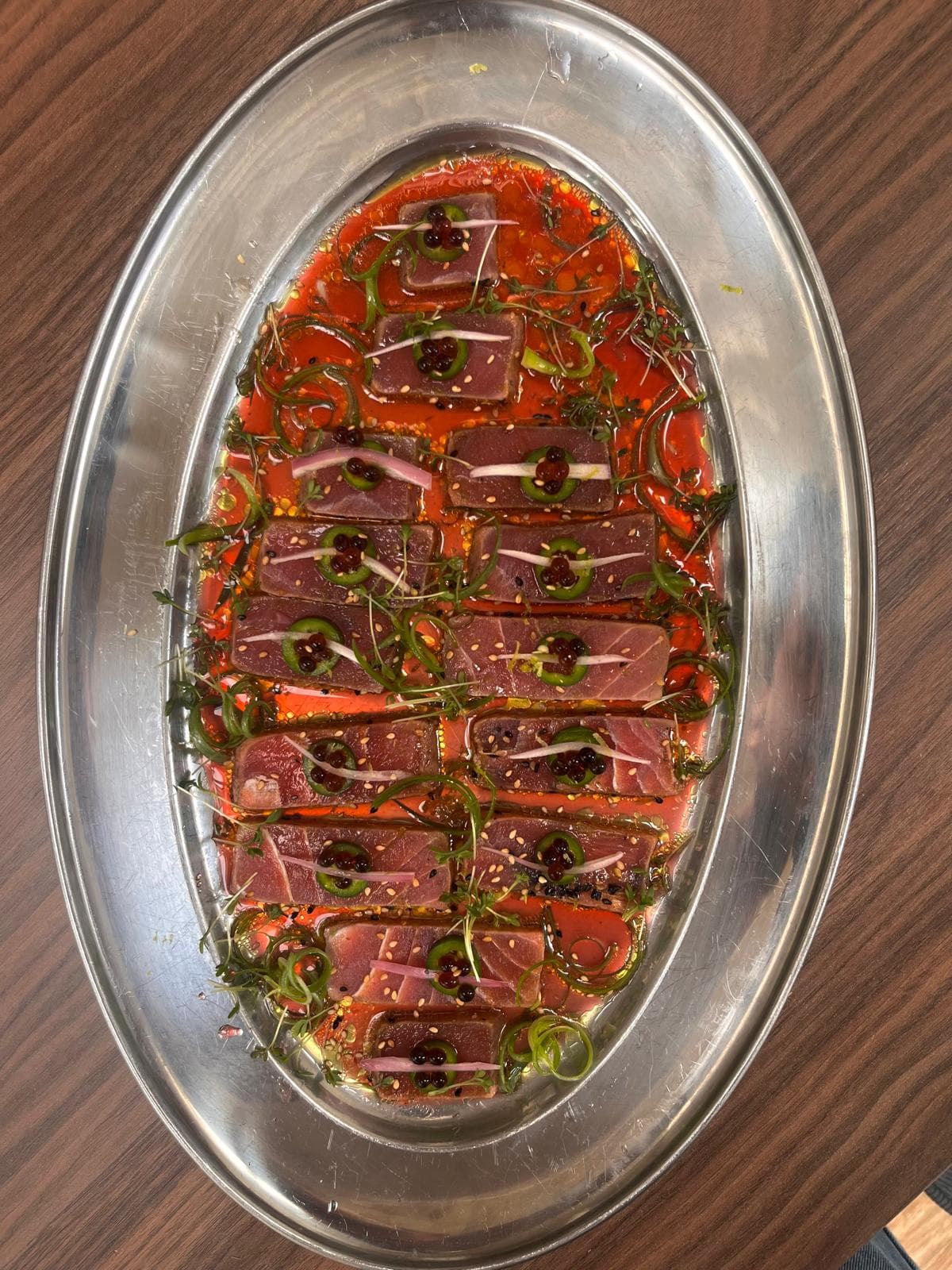 Gegrilde Tonijn Steak Ceviche met Bloedsinaasappel en Limoen